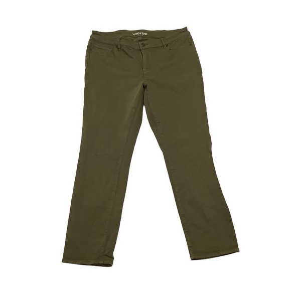 Lands’ End Jeans Sz 16 Not-too-low Rise Slim Olive - Picture 1 of 9